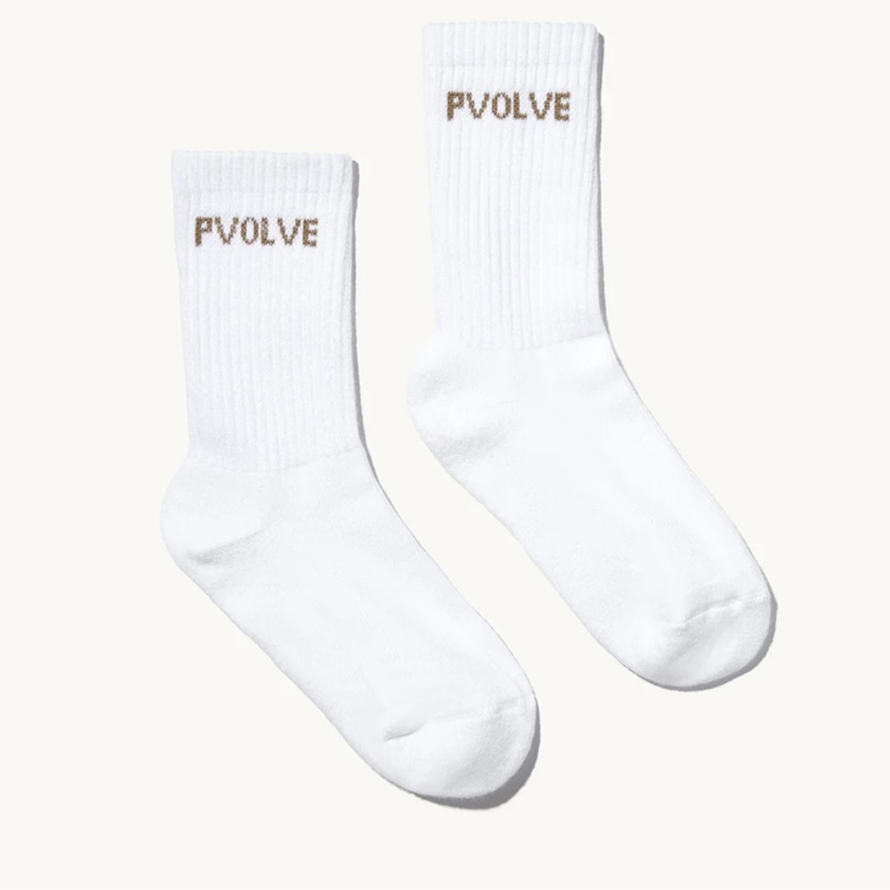 PVOLVE Ankle White Crew Socks